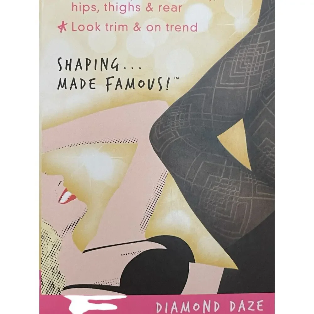 Star Power by SPANX Center-Stage Shaping Tights Black Diamond Daze Size C NEW